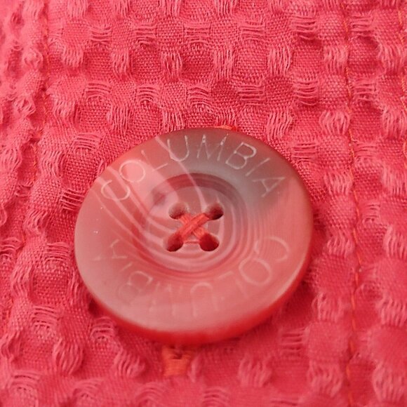 Columbia Womens Small Blouse Big Button Shirt Long Sleeve Collared Woven Rose - Picture 4 of 9